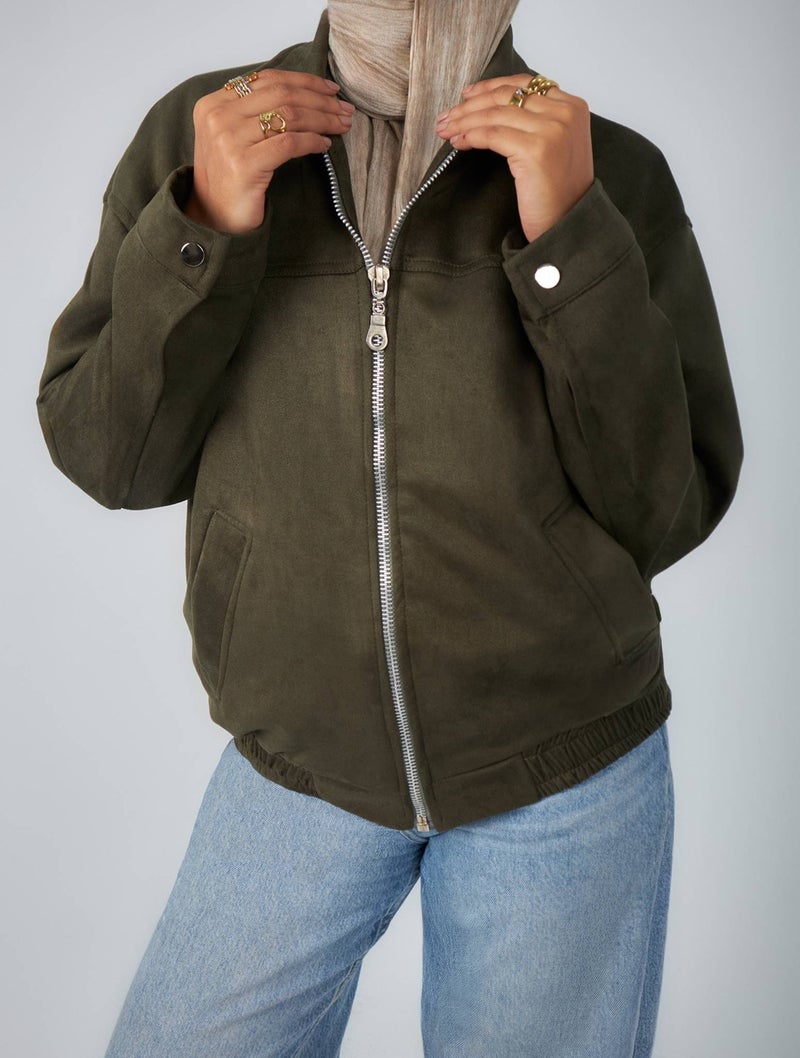 Olive Suede Jacket - Image 1